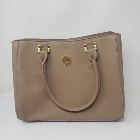 Joy Mangano Taupe Leather large structured handbag Great condition - Picture 11 of 11